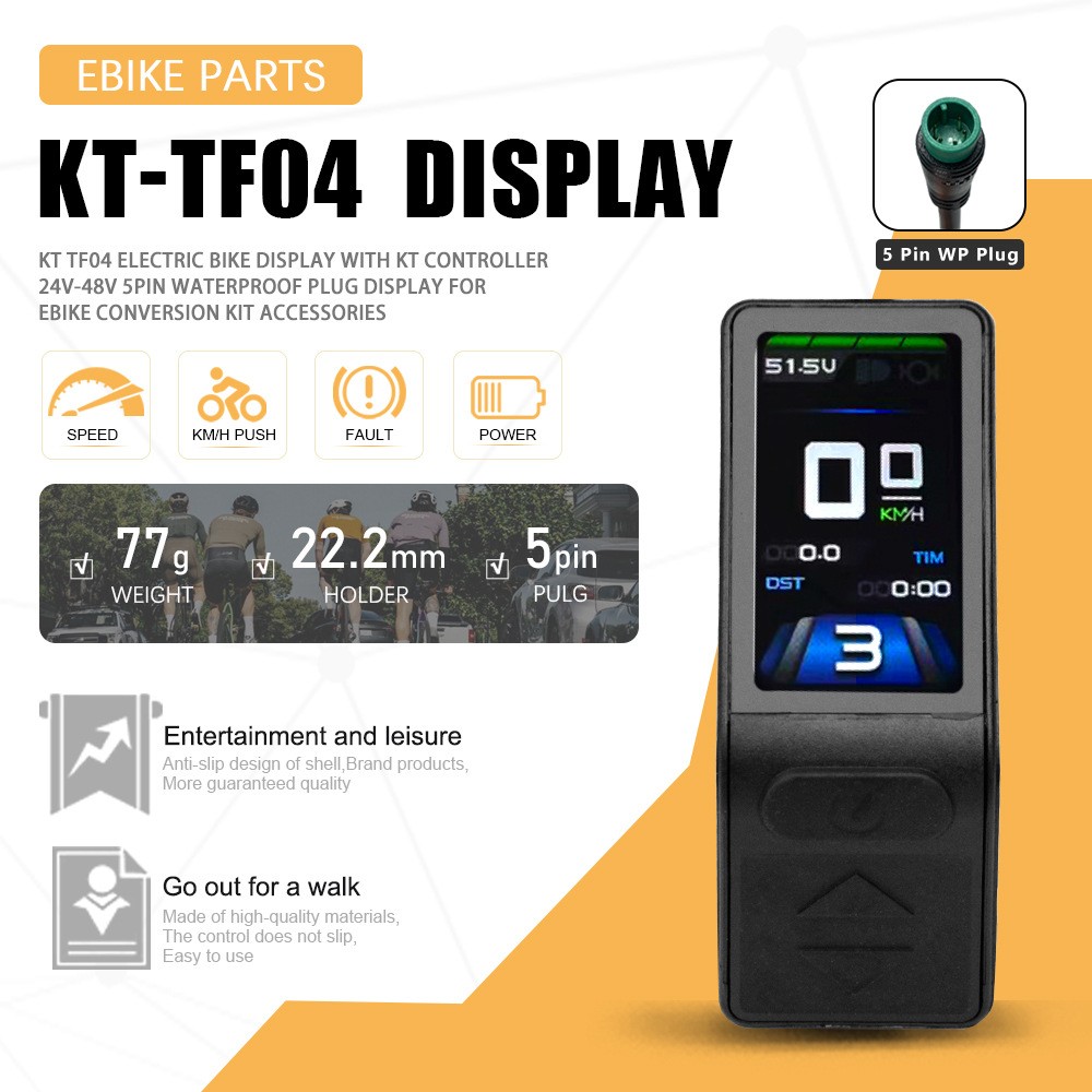 Ebike LCD Display Meter 24V 36V 48V KT TF04 Display Control Panel SM/WP Plug