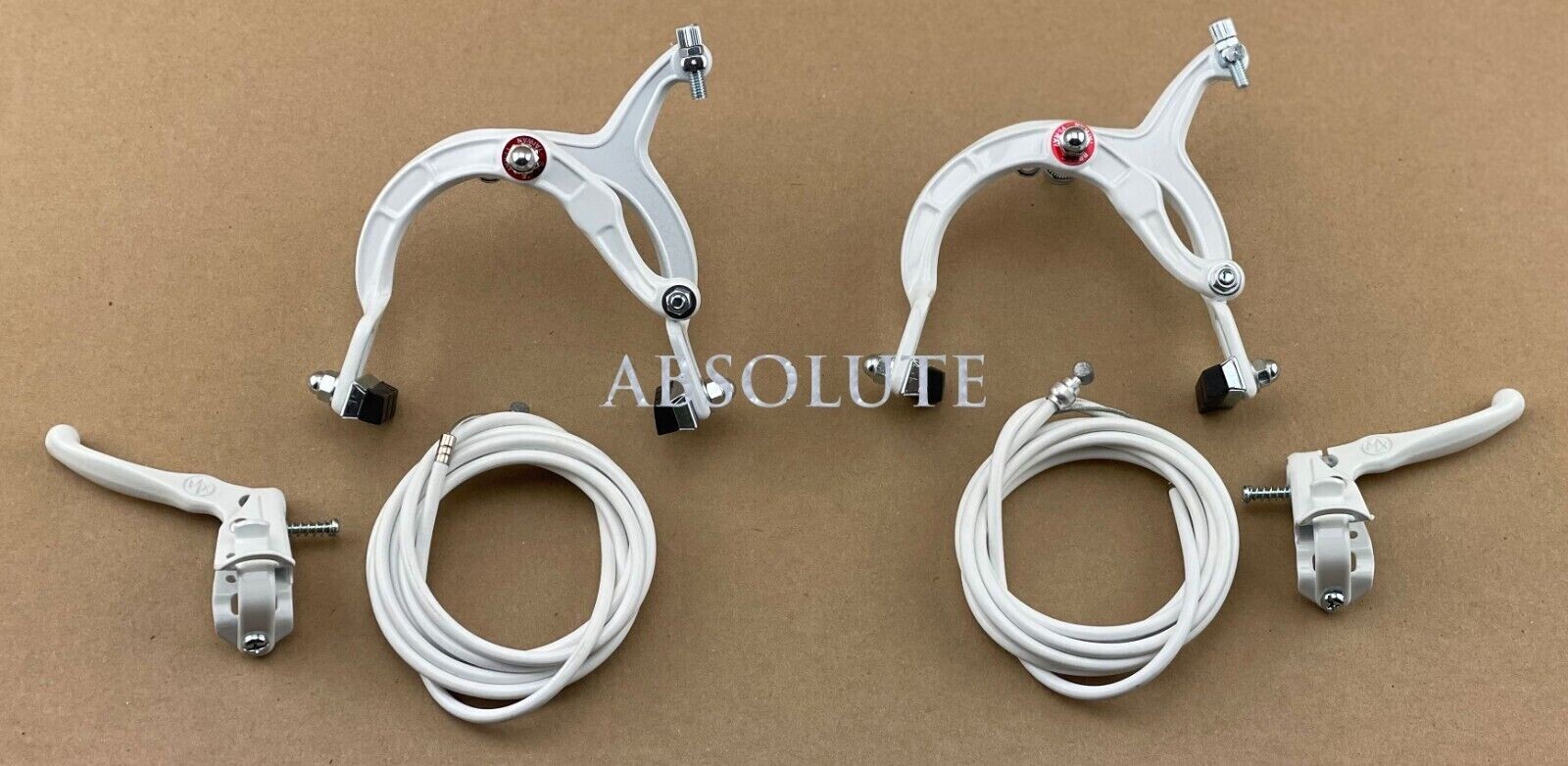 Alta Line WHITE OLD SCHOOL BMX BIKE MX COMPLETE BRAKE SET (CALIPER,CABLE& LEVER)