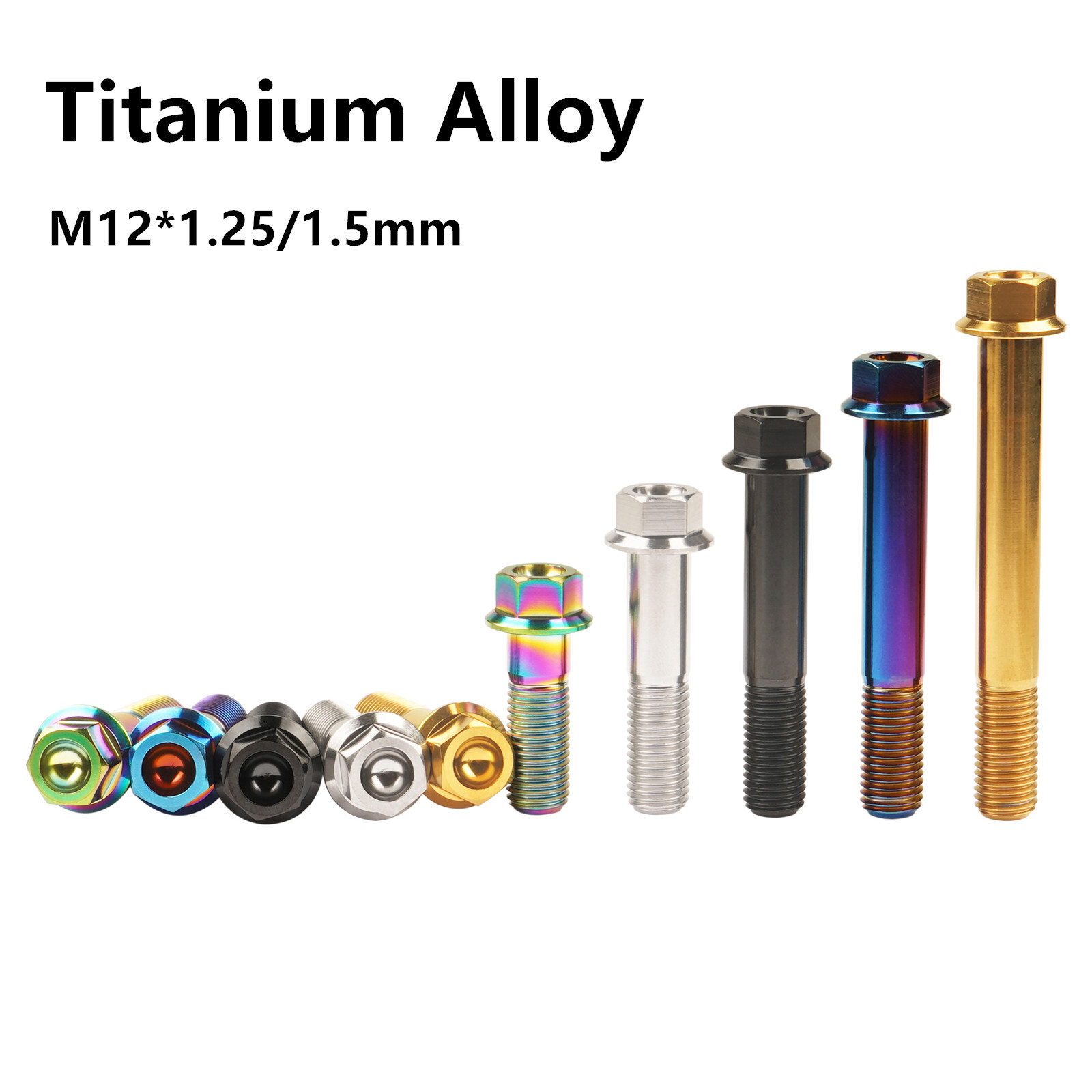 Titanium Bolts Hex Flange Head M12*30 35 40 50 60 65 70 80 90mm 1.25/1.5mm Pitch
