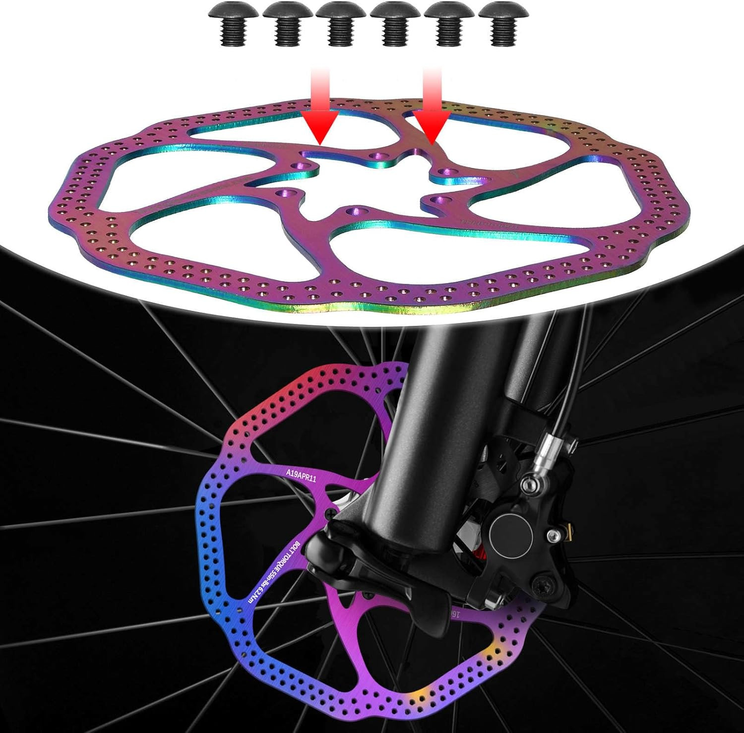 140Mm 160Mm 180Mm 203Mm MTB Disc Brake Rotor with 6 Bolts, Bicycle Brakes Stainl