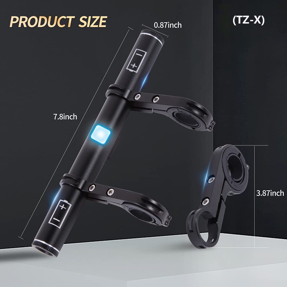 USB Rechargeable Bike Handlebar Extender,7.8in Bike Handlebar Extension and B…