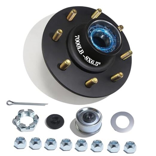 1 Sets 7000lbs Trailer Hub Kits 8 Bolt 6.5,Trailer Axle 8 Bolt 6.5 Trailer Hub