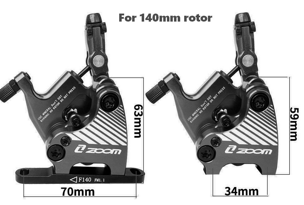 ZOOM HB110 Semi Hydraulic Flat Mount Disc Brake Caliper Set for Road Bike CX