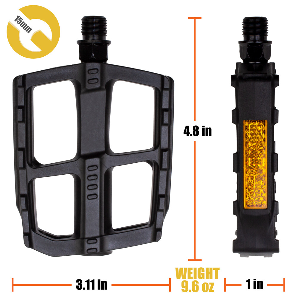BV Bicycle Universal Bike Pedals 9/16″ Urban Boron Steel Non-Slip Ball Bearing