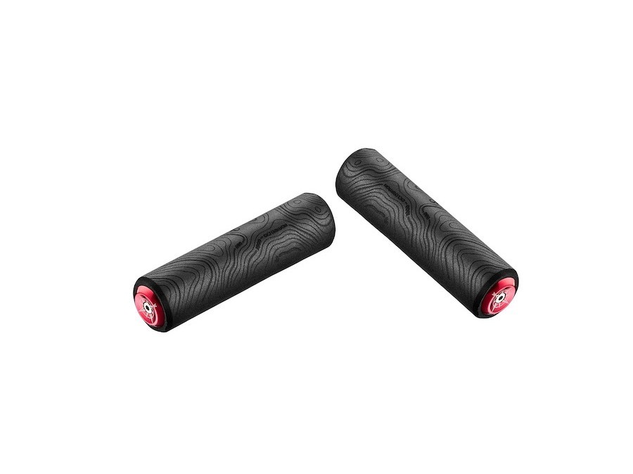 Ciclovation Trail Silcolite MTB Grip Topo Matte Black with Anodized Red Ends