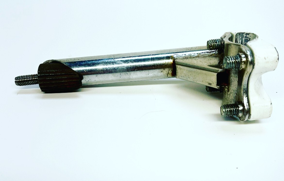 Vintage Oldschool Diamondback BMX Quill Stem White Silver Stamped BMX 6.5″X2.25″