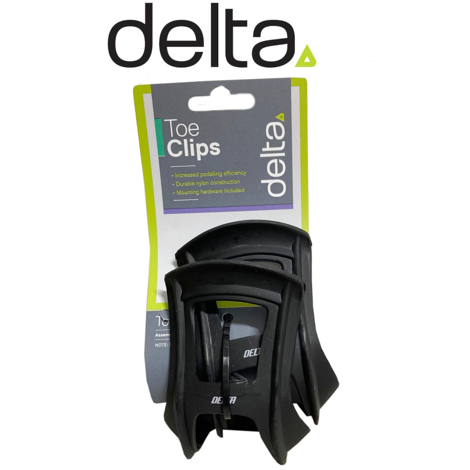 Delta Pair Half Toe Clips Unbreakable Black Nylon Resin Bike EZ Better Pedaling