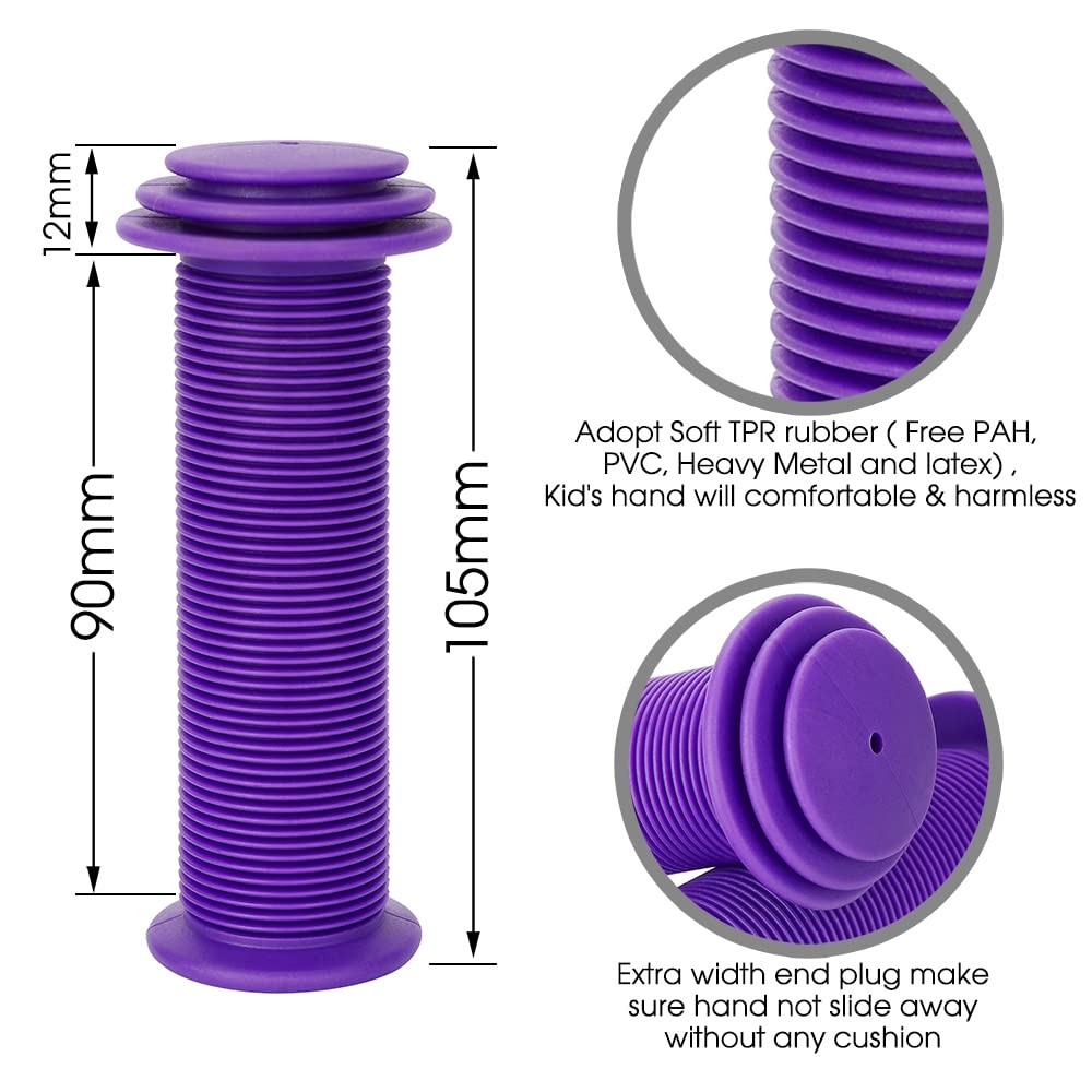 Kids Bike Grips 105mm – Purple Handlebar Grips for Bikes & Scooters