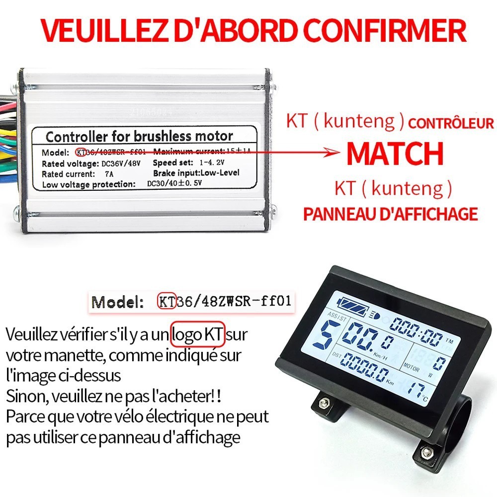 KT 35A Sine Wave Controller 36V-52V for 1000W/1500W E-bike w/ KT Display HAU