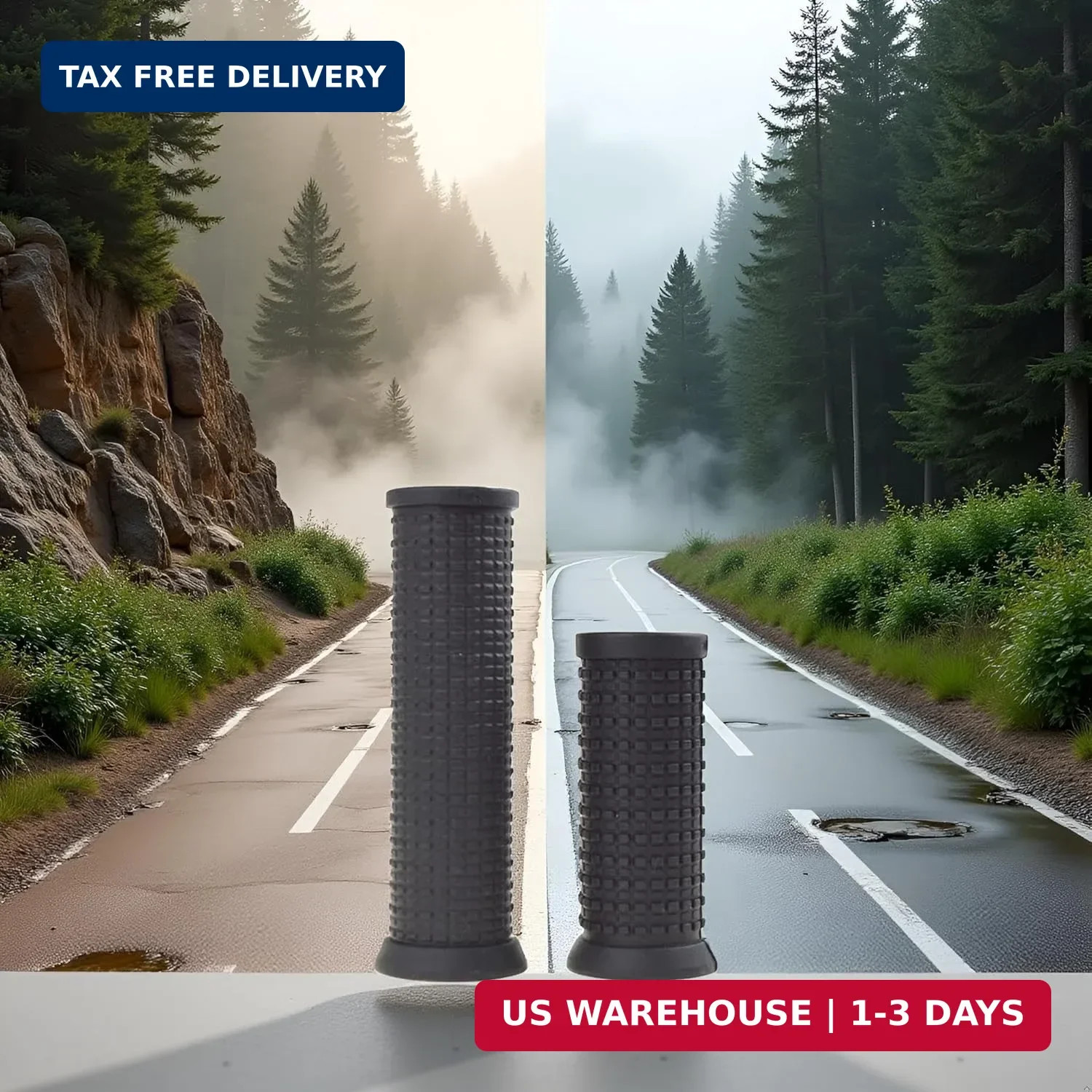 2PCS Bike Long/Short Handlebar Grips for Twising Shifter, Shockproof 1, Black