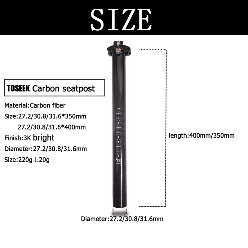 BUCKLOS/TOSEEK Seatpost 27.2/30.8/31.6mm Carbon/Aluminum Road MTB Bike Seat Tube