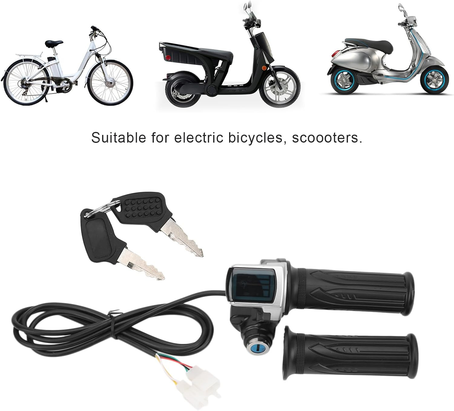 48V Half Twist Throttle, Ebike Throttle, Electric Bike Throttle with LED Display