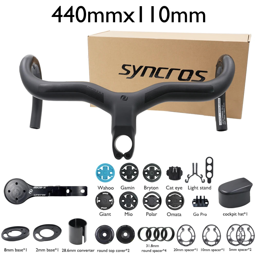 Syncros Carbon Handle Internal Routing Road Bike Integrated Drop Bar with Mount