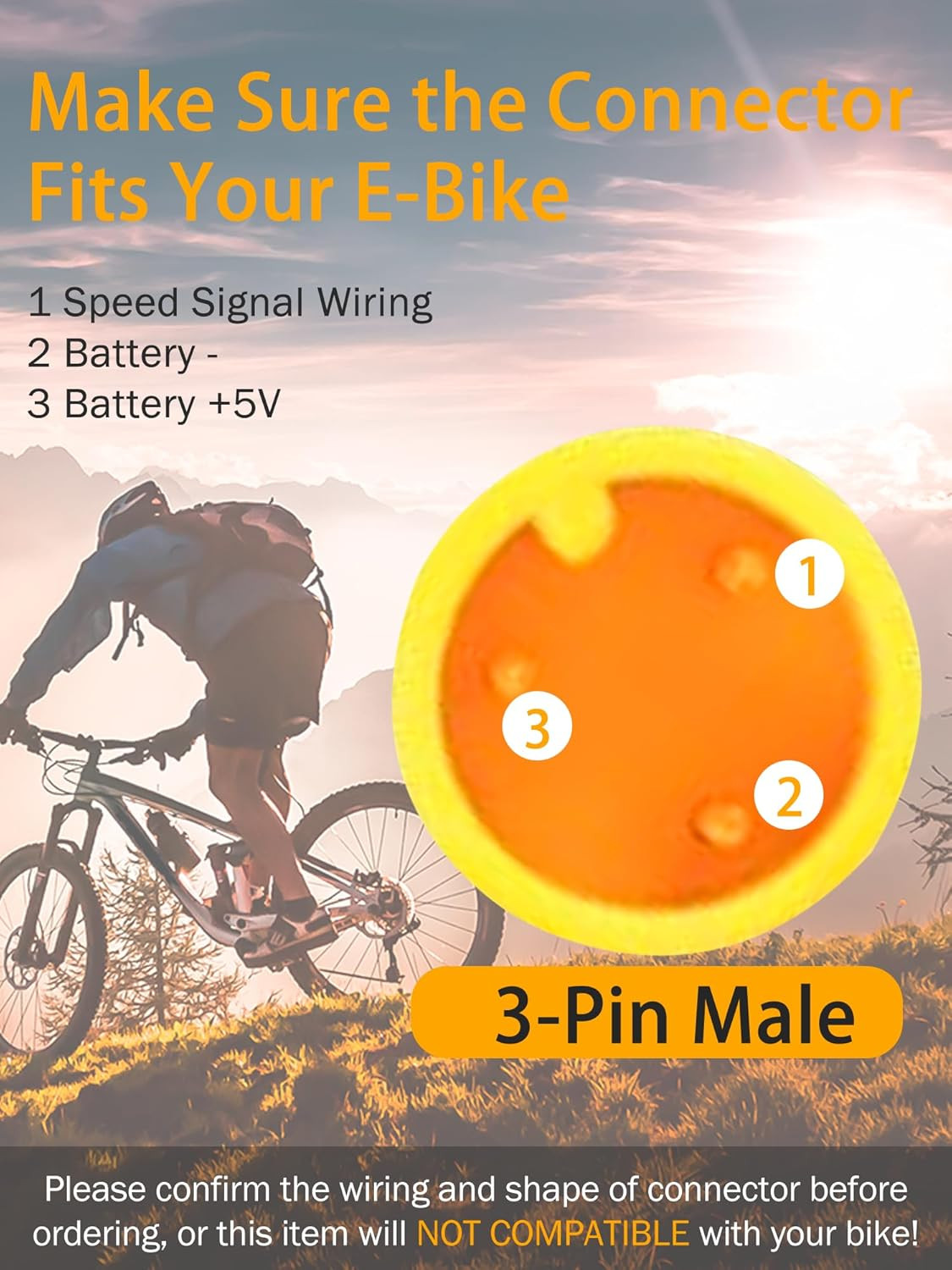 Thumb Throttle Ebike, Electric Bike Thumb Throttle with Male Connector, Waterpro
