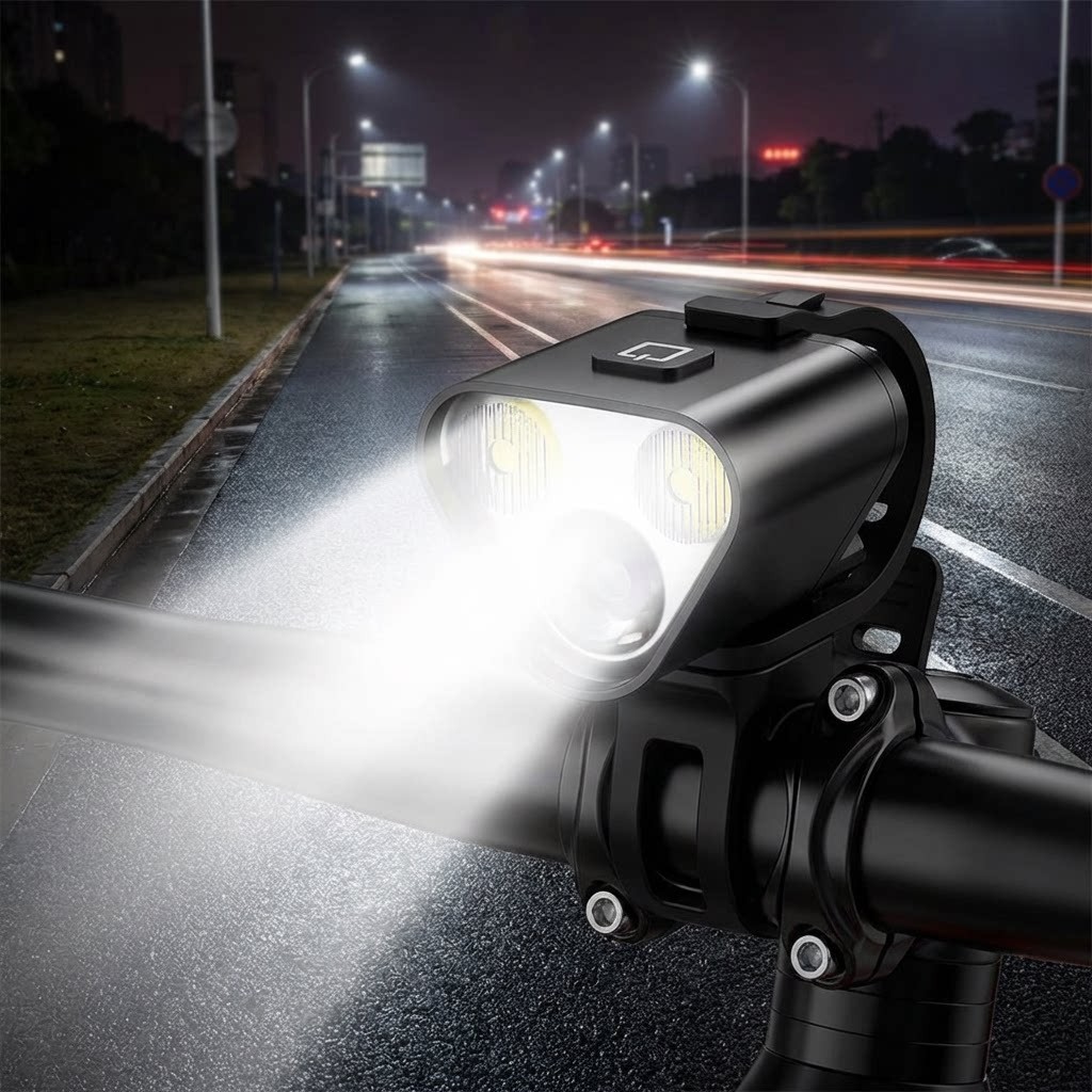 500LM LED Bike Light Set Front and Rear with T6+2 XTE Beads IP4 Protection