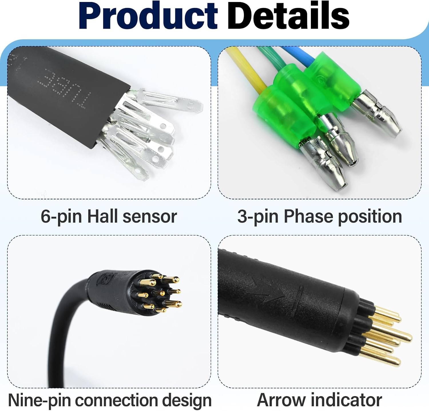 9 Pin Hub Motor Convert Extension Cable, Waterproof Connector 36V 48V 72V Electr