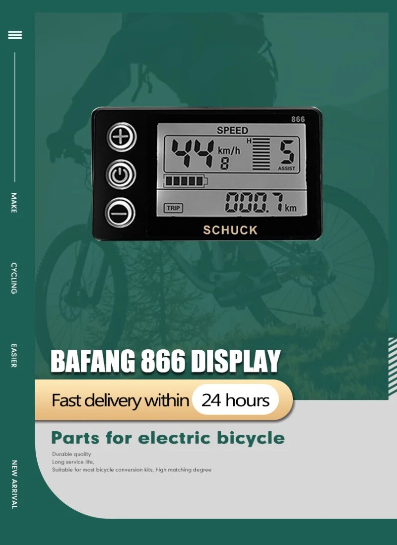 S866 LCD Display with 5 Pin Waterproof Female Connector for E-Scooter E-bike