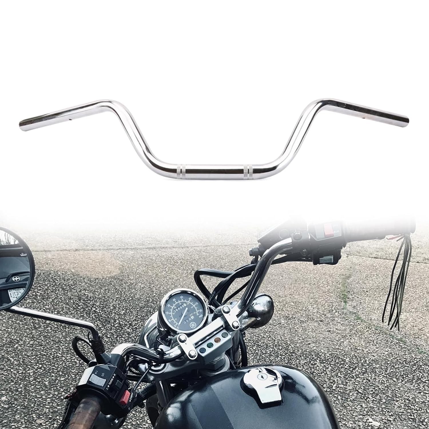 7/8″ Chrome Motorcycle Drag Style High Rise Tracker Handlebars Universal Fit