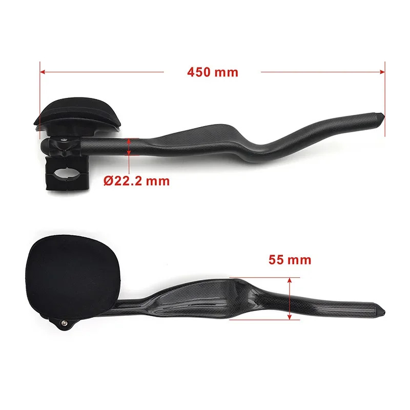 Carbon Fiber Bike TT Rest Handlebars 430mm 35 Degree Trial Triathlon Handlebar