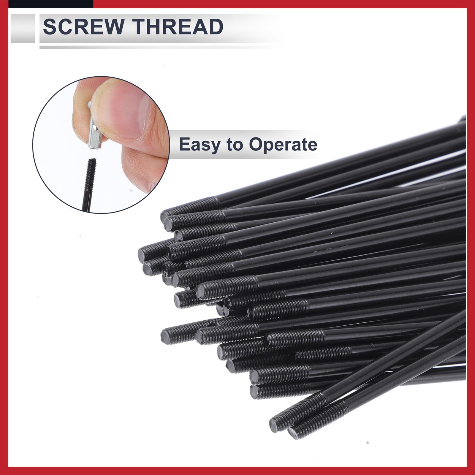 1Set 13G 185mm Length Bicycle Spokes Nipple 45 Steel Black Universal