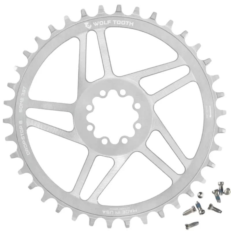 Wolf Tooth Raw Silver SRAM Gravel 8-Bolt Chainring