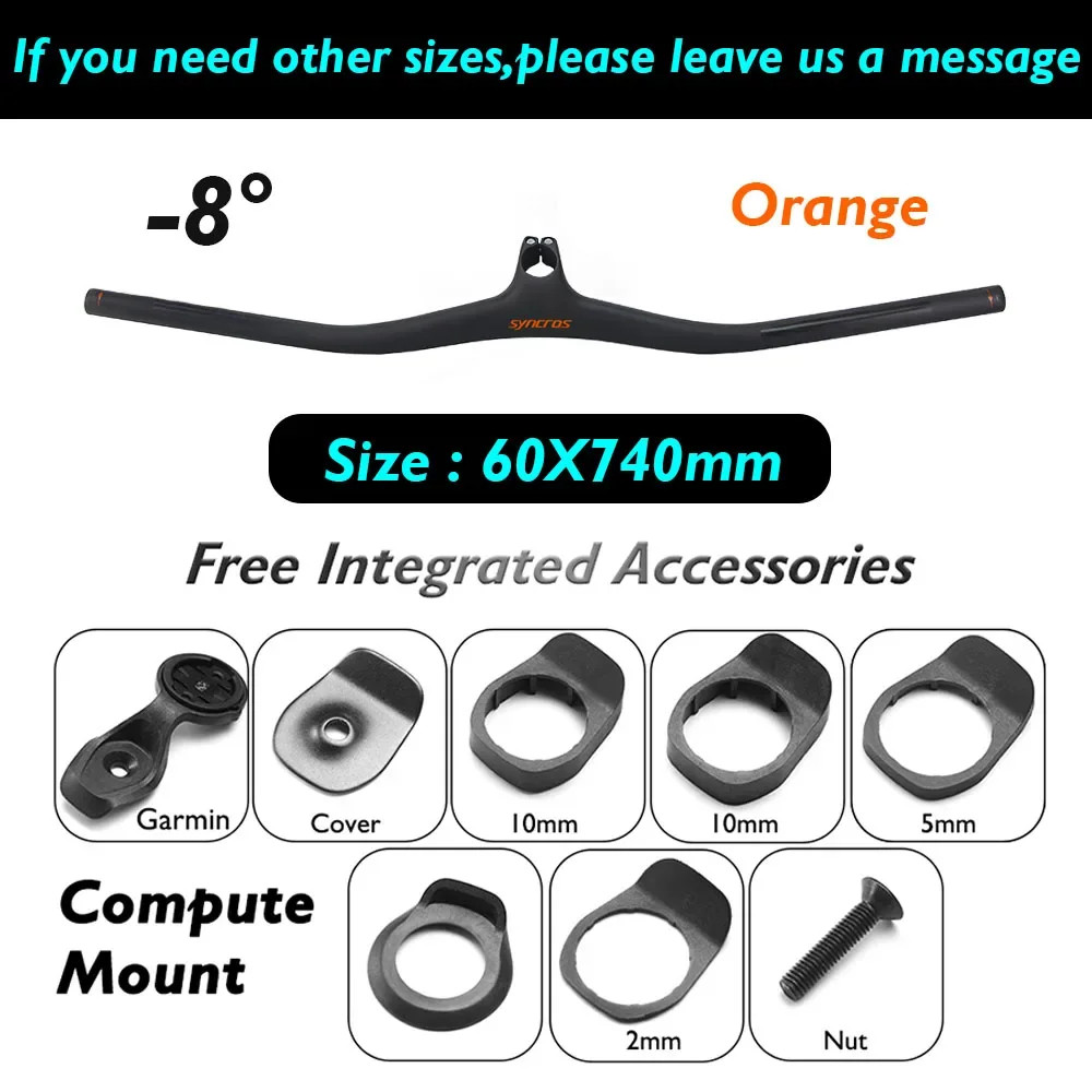 Full Carbon Fiber Integrated Mountain Bike Handlebar 28.6mm Clamp 740mm Width