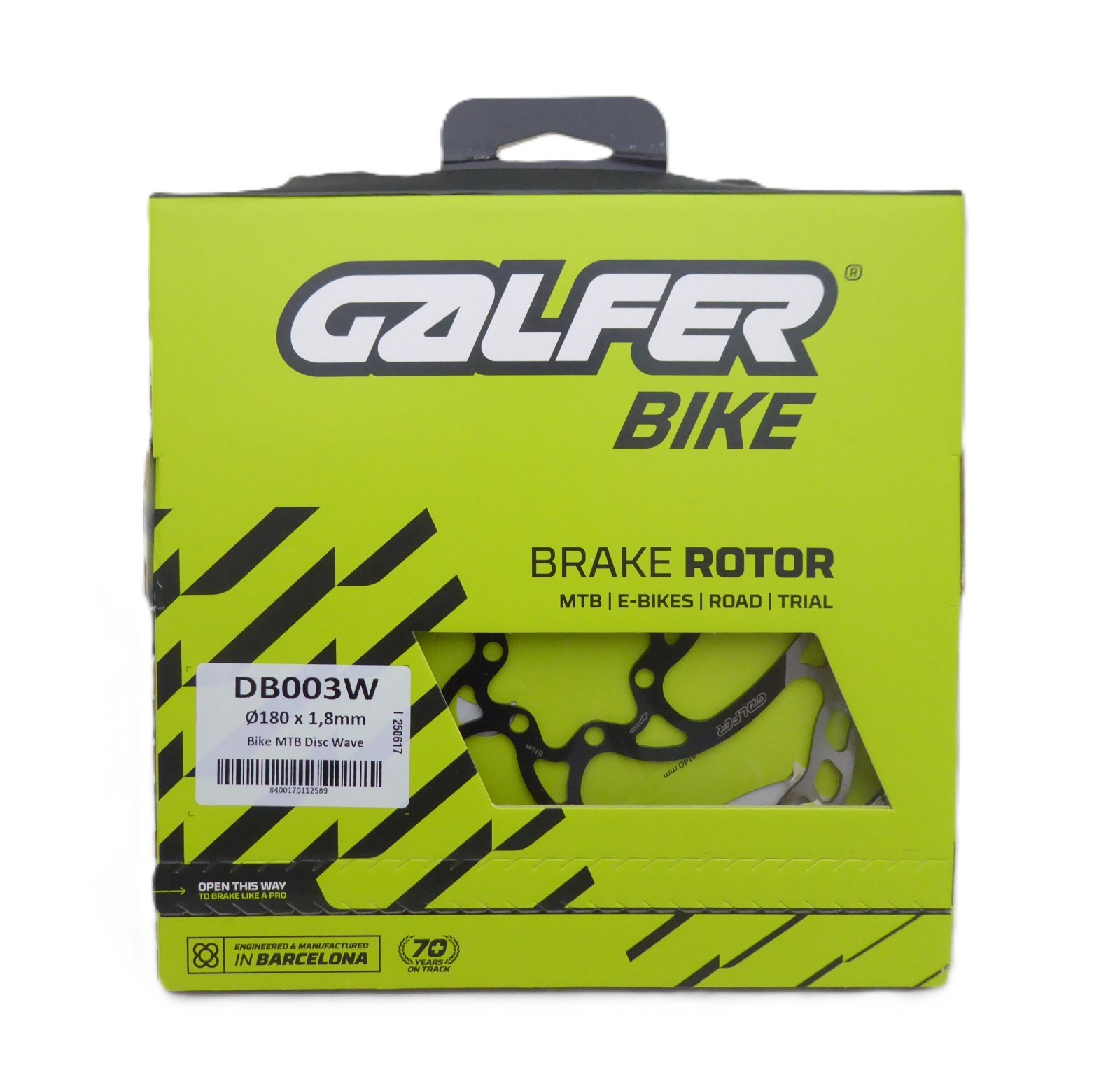 Galfer 180mm Wave MTB Disc Brake Rotor – 6-Bolt, High Carbon Stainless Steel,