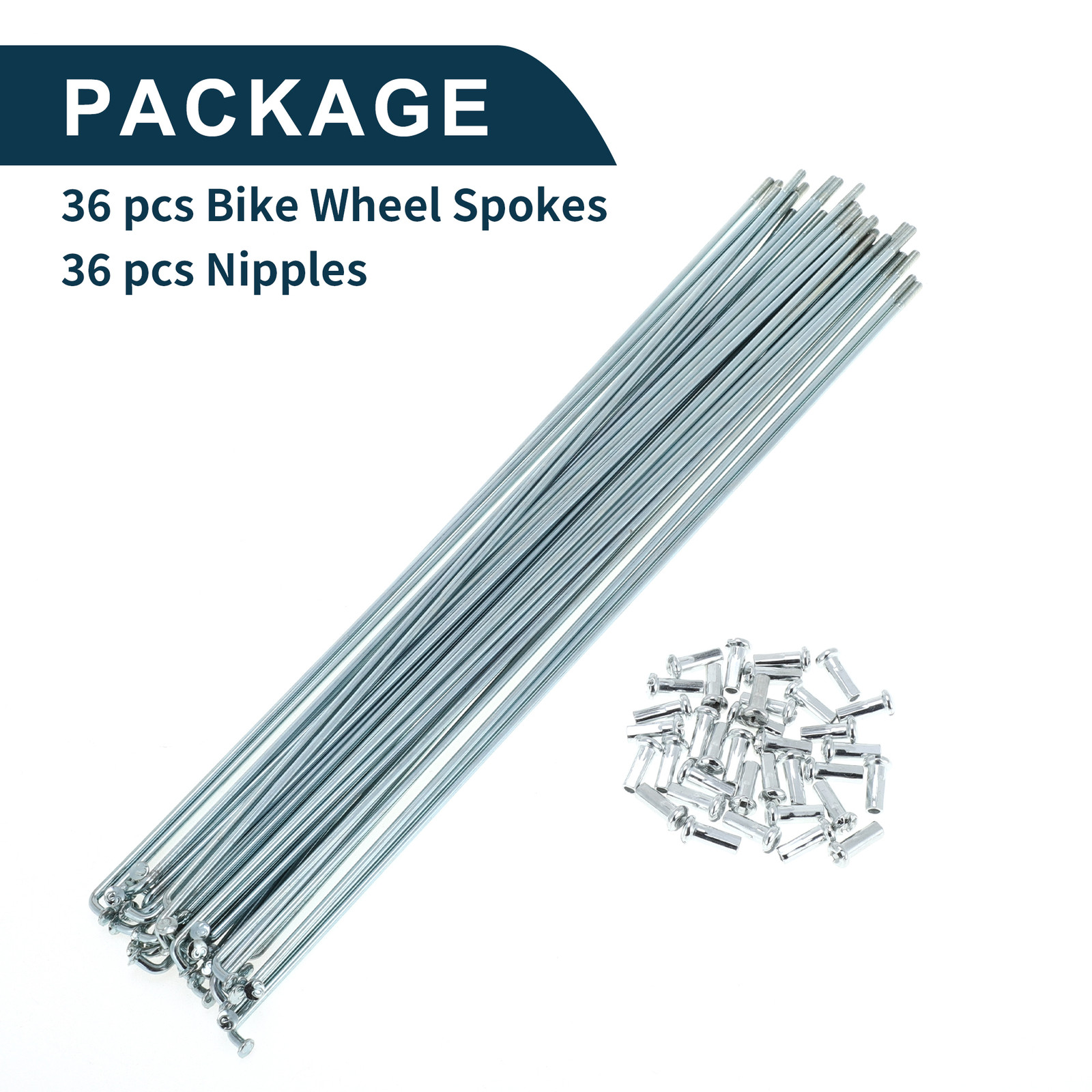 1 Set 13G 257mm Length Bicycle Spokes Nipple 45 Steel Galvanized Universal