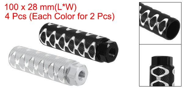 4 Pack Aluminum Alloy Bike Pegs Anti-Skid Fit 3/8 Inch with Circle Silver/Black