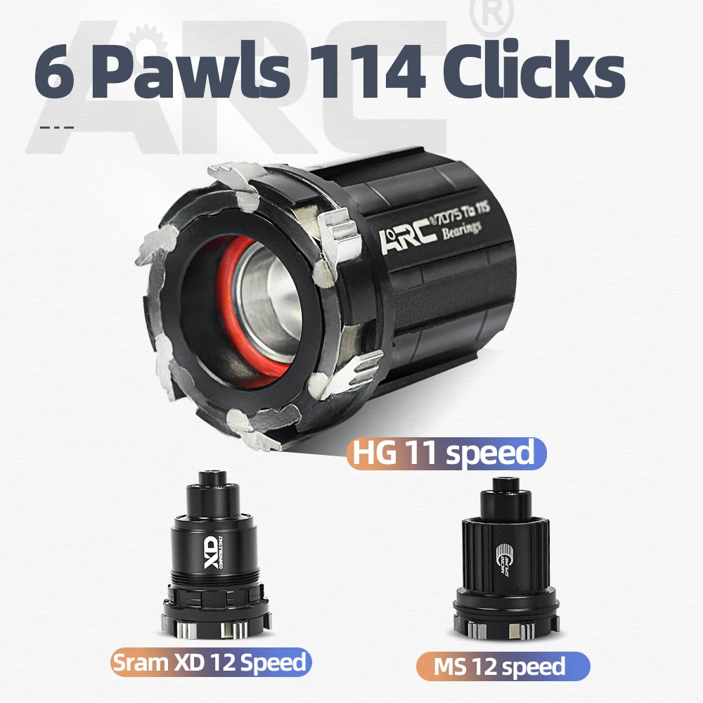 Carbon Fiber 6 Pawls 114 Clicks Mountain Bike Hub Lightweight Bike Hubset 8-12Ｖ