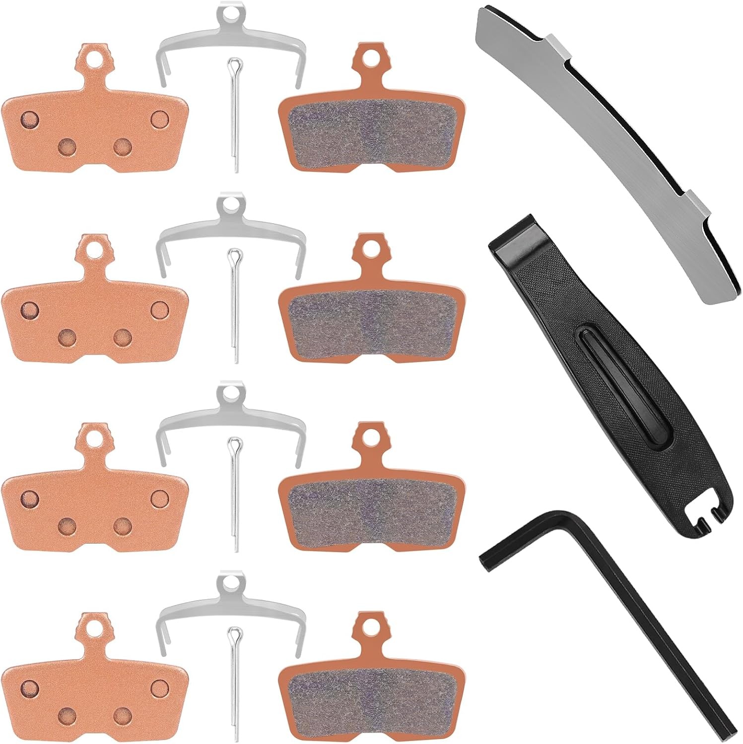 4 Piston Sintered Metal MTB Disc Brake Pads E-Bike Mountain Bike DH AM Tool Kits