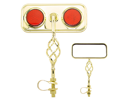 ONE Bike Rectangle Cage Mirror Gold Red Reflectors. Bike parts,Bicycle parts.