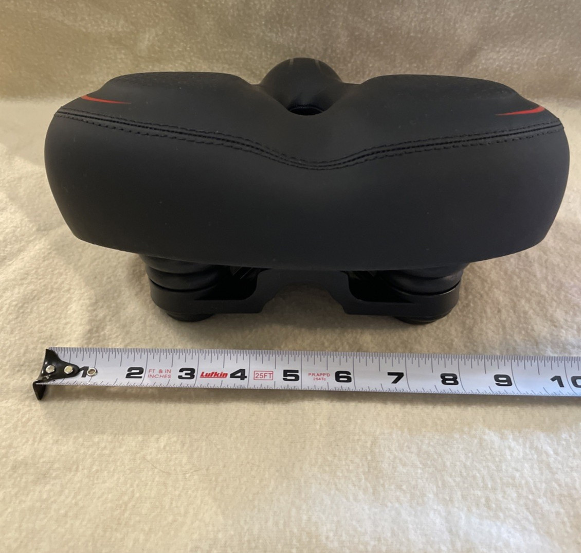 Wide Comfort Peloton Bicycle Saddle Seat Black Red Synthetic Steel New w/o Tags