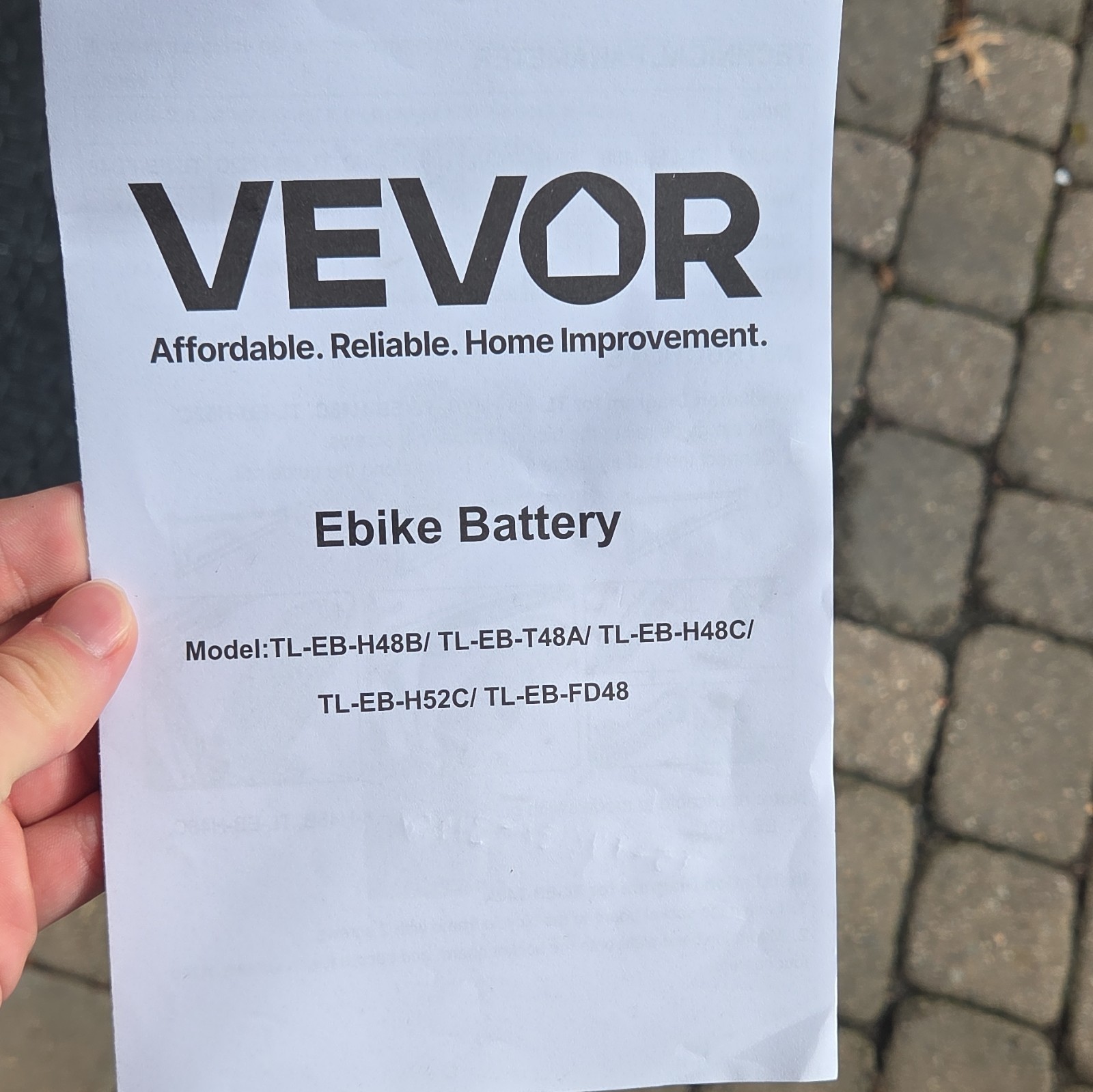 VEVOR Li-Ion E-Bike Battery TL-EB-H48C w/ Charger & Keys UL 62368 Certified