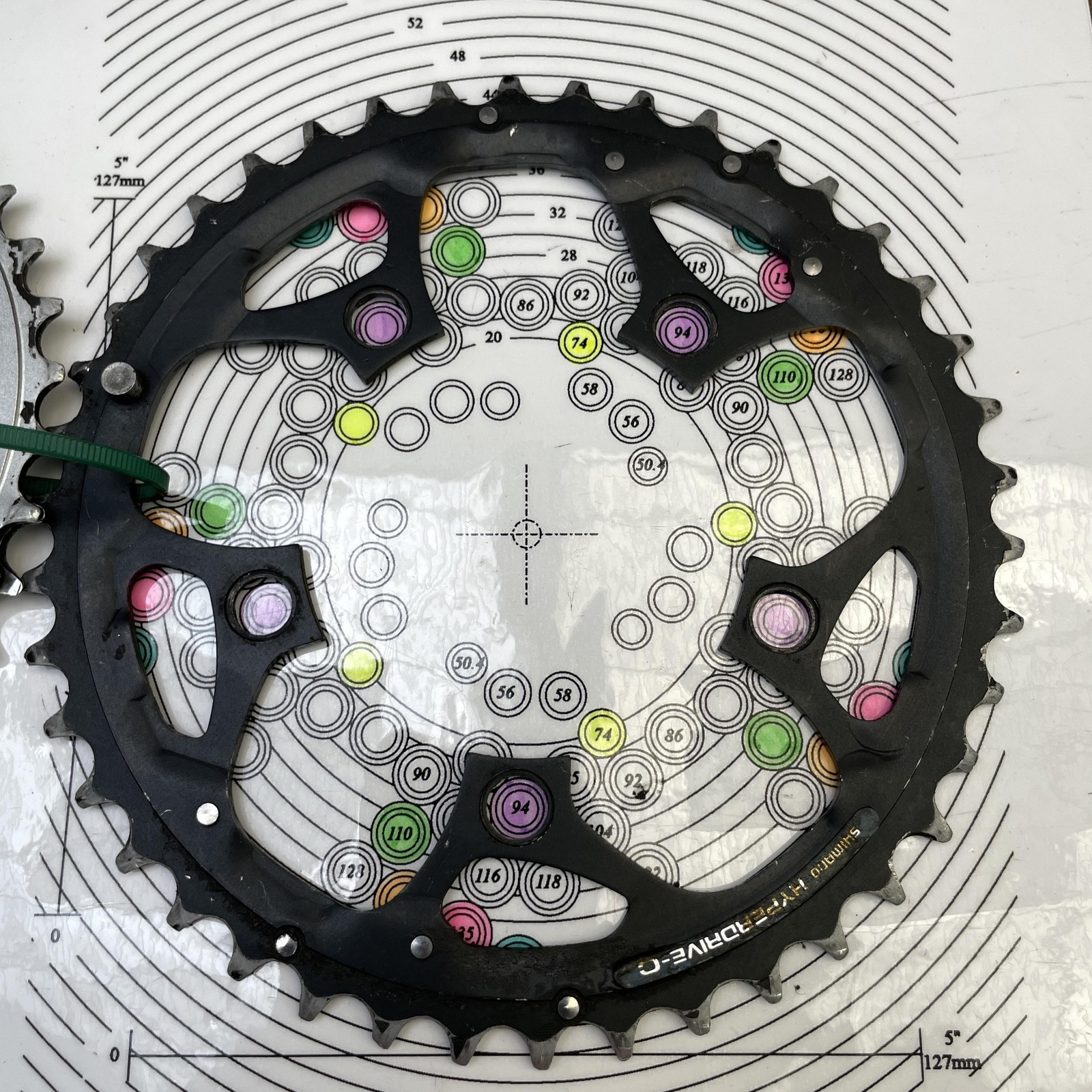 Vintage Shimano 42/32/22T Chainring Set 94/58 BCD 5-Arm Triple MTB Hyperdrive-C