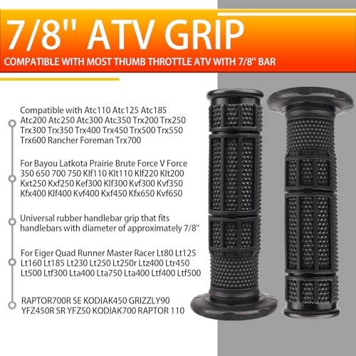 7/8» ATV Grips Upgrade Universal Handlebar Grips Soft Rubber Thumb Black