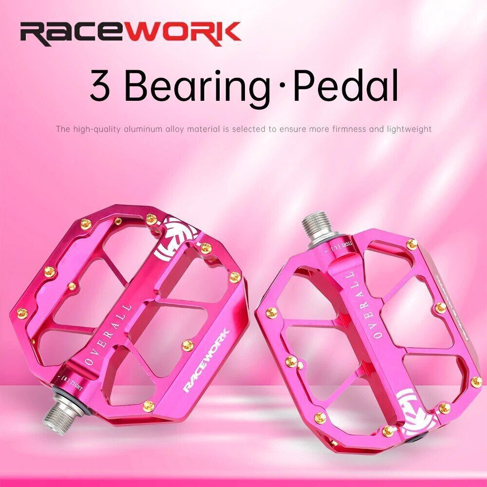 Racework Widen Bicycle Pedals Aluminium 3 Bearings MTB Road Bike 9/16″Pedals