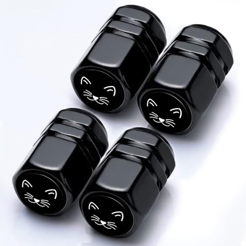 4Pack Tire Valve Stem Cap Car Accessories Aluminum Alloy Rust-Proof Cat Black