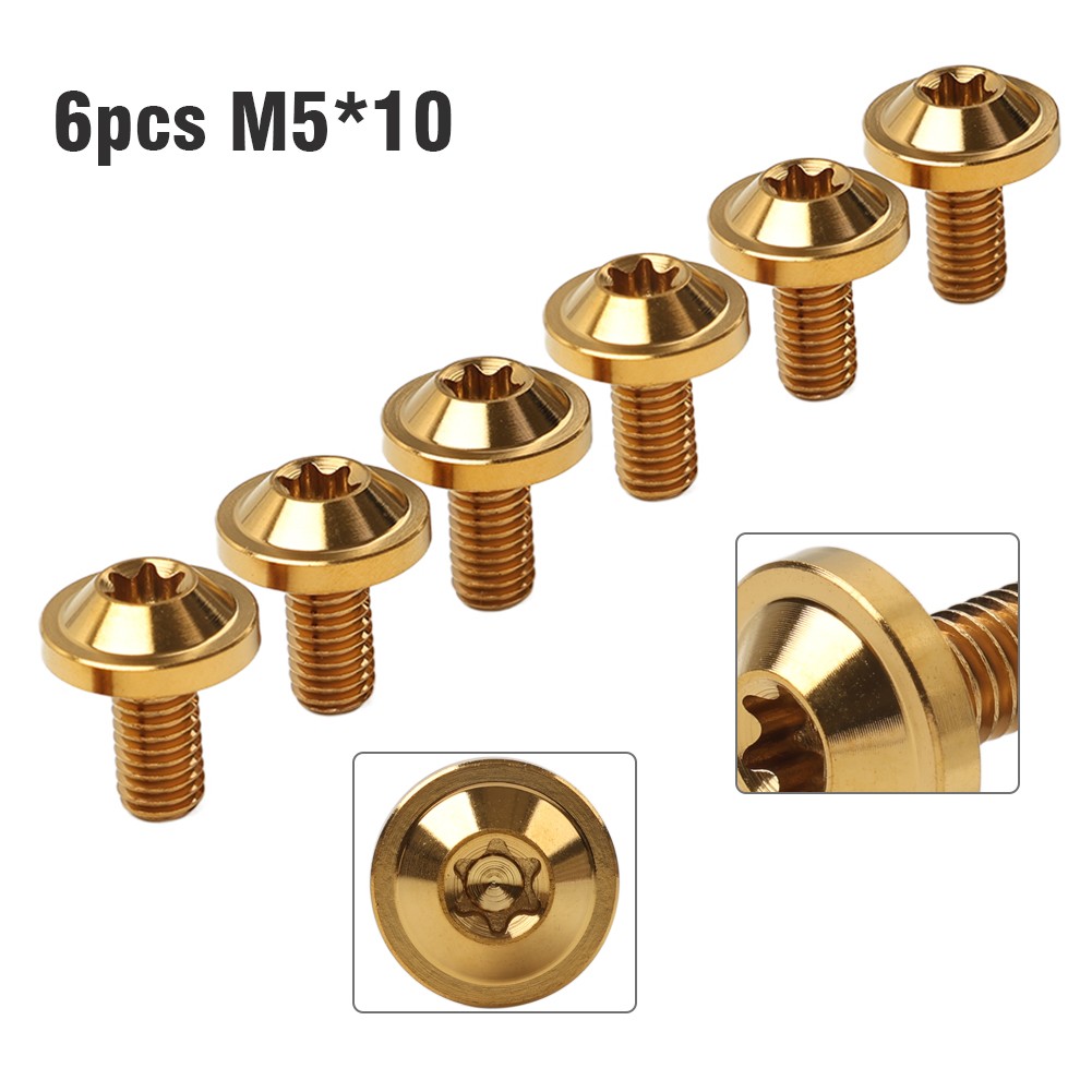 6pcs Titanium Screws M5 Truss Torx Bolts M5 x 10mm for Motorcycle Gold
