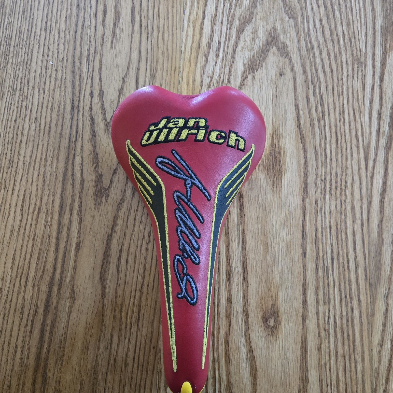 selle Italia Jan Ullrich Racing Leather Bicycle Saddle Seat Red Yellow Black