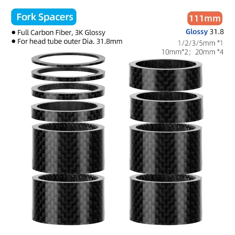 31.8Mm Fork Headset Carbon Spacers MTB Bicycle Handlebar Stem Rise up Adjust Was