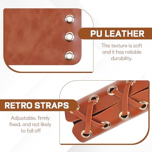 2PCS Leather Motorcycle Handlebar Grip Covers, 4.53″ × 4.33″ PU Dark Brown