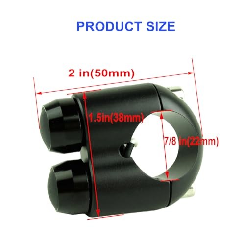 2 Buttons Aluminum Motorcycle Handlebar Switch Fit 7/8 inch Handlebar Black