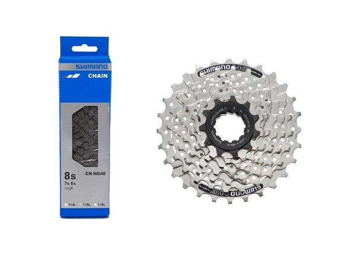 Shimano Wear Set HG40 Chain With Wish Cassette Wreath HG 31, HG 41, HG 51
