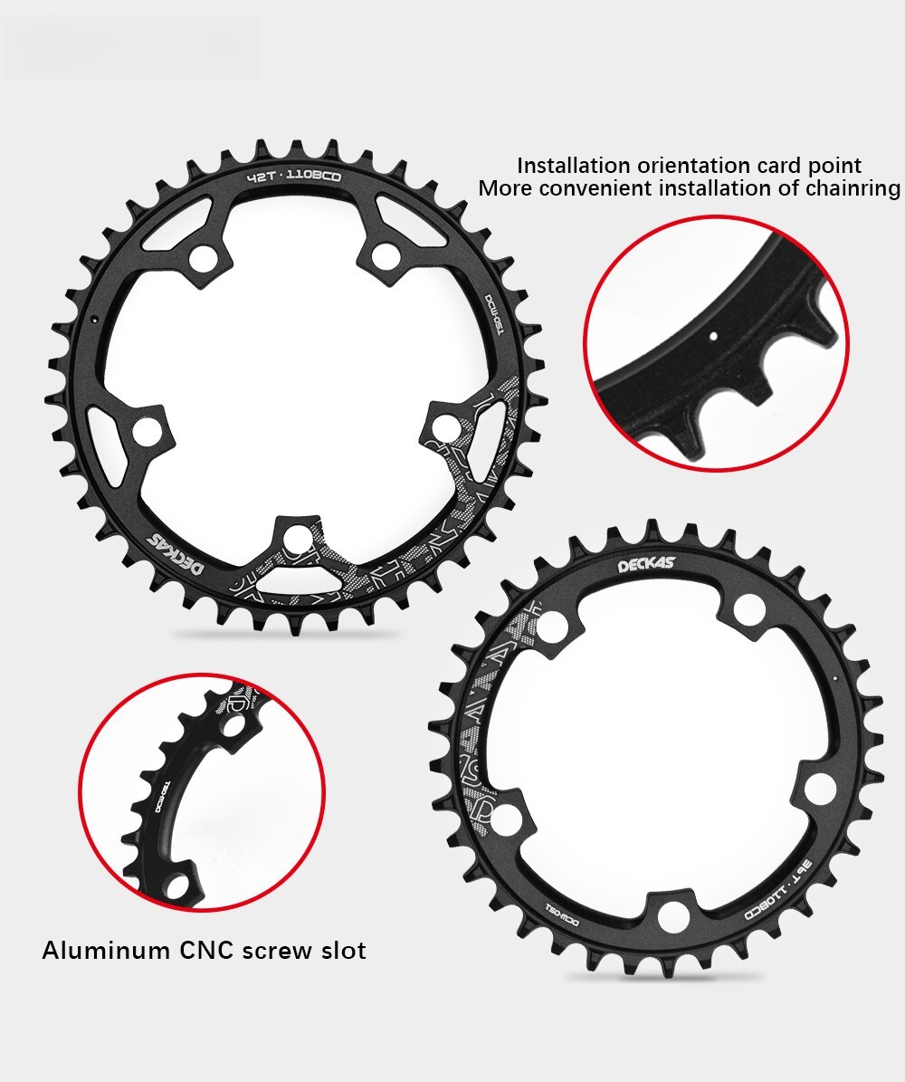 Bicycle Chainring 110BCD 5 Arm Round Single Wide Narrow Chain Wheel 36-54T Black