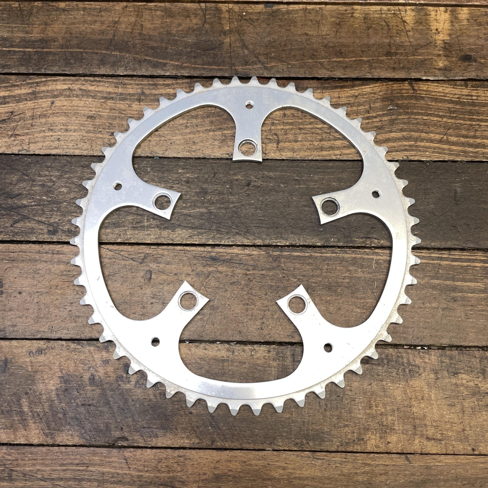 VintagSugino 52T Chainring 110 BCD 5-Arm Silver Chainguard Holes Bike 52 Tooth