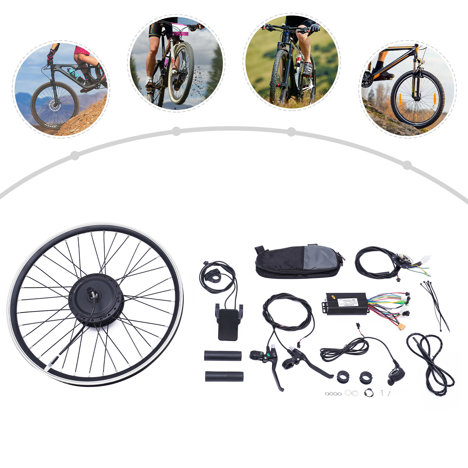 24in Electric Bicycle Front/Rear Wheel Kit 36V 500W Conversion E Bike Motor Hub