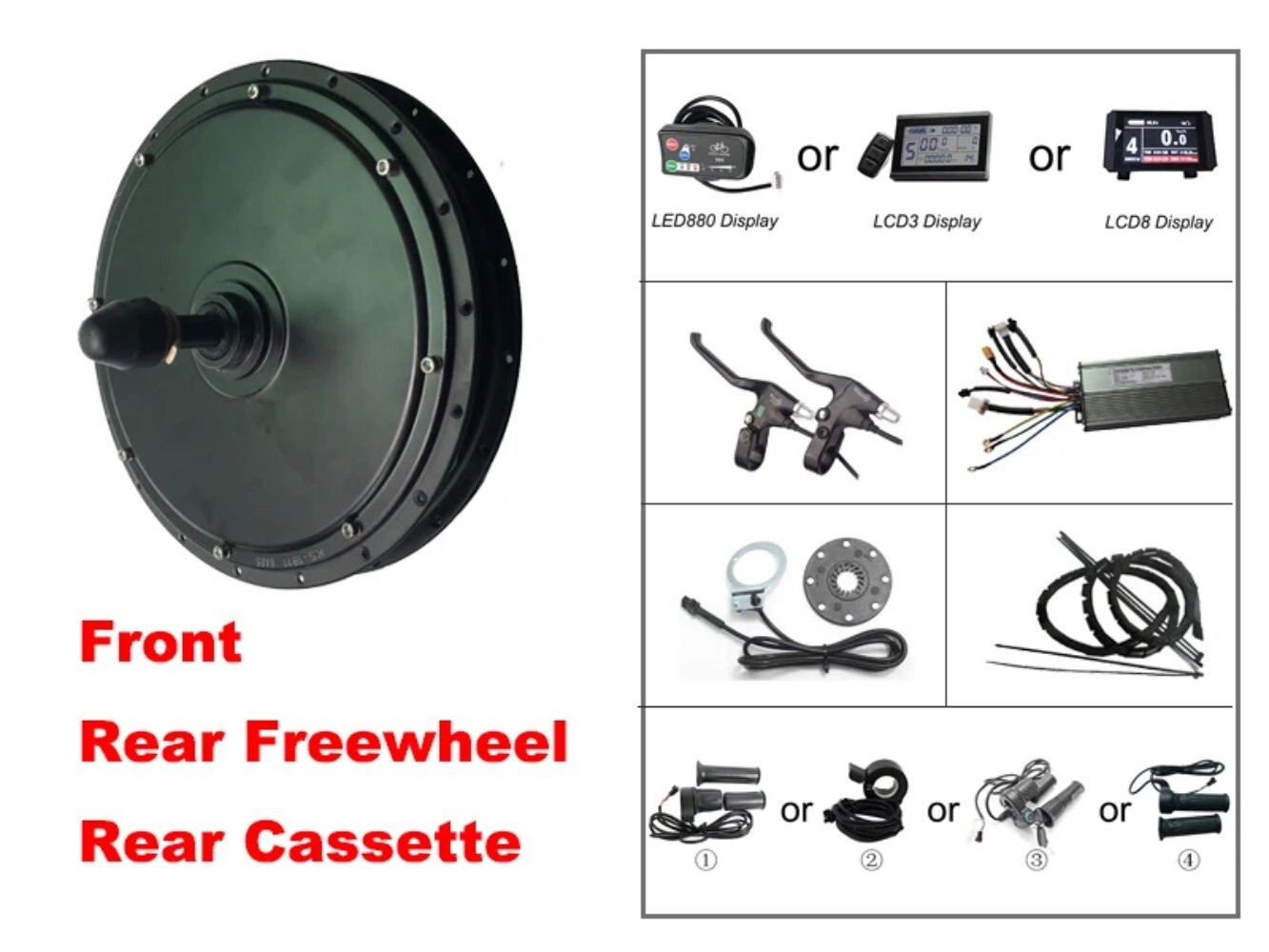 48V 1500W E-bike Motor Brushless Front Rear Freewheel/Cassette Hub Motor