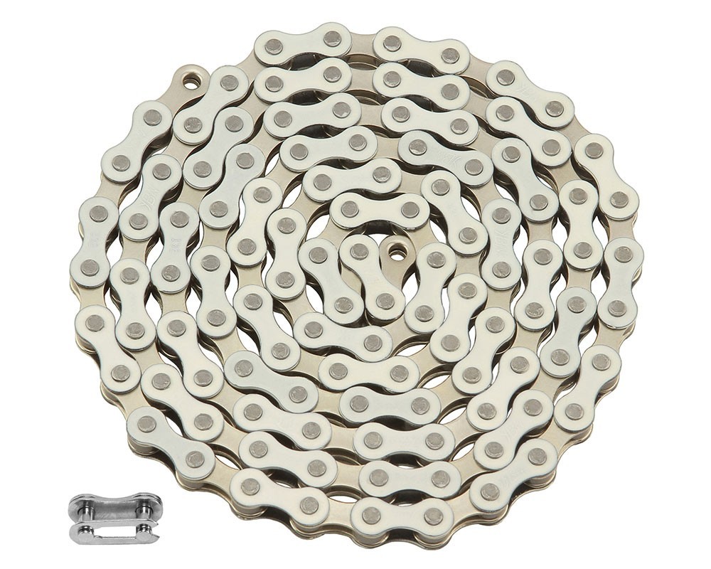 YBN Single Speed Bike Chain 1/8 BMX Freestyle Fixie Beach Cruiser White Chrome