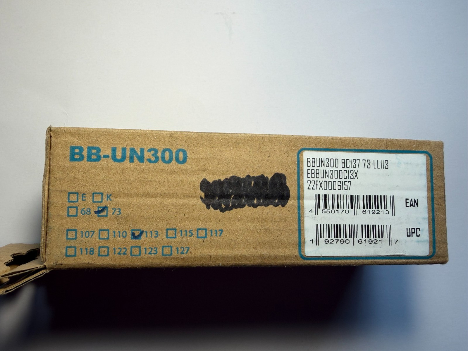 SHIMANO STANDARD BB, BB-UN300, SPINDLE: SQUARE TYPE, SHELL: BSA 73MM, SP 113